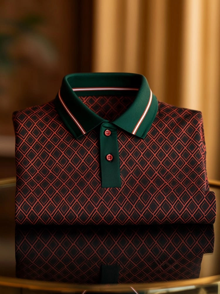 Men's Classic Business Button Short Sleeve Polo Shirt